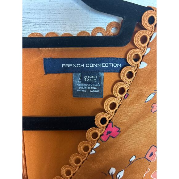 French Connection women 2 bronze boho Daisy Petals Tiered dress lightweight lace - Picture 4 of 7